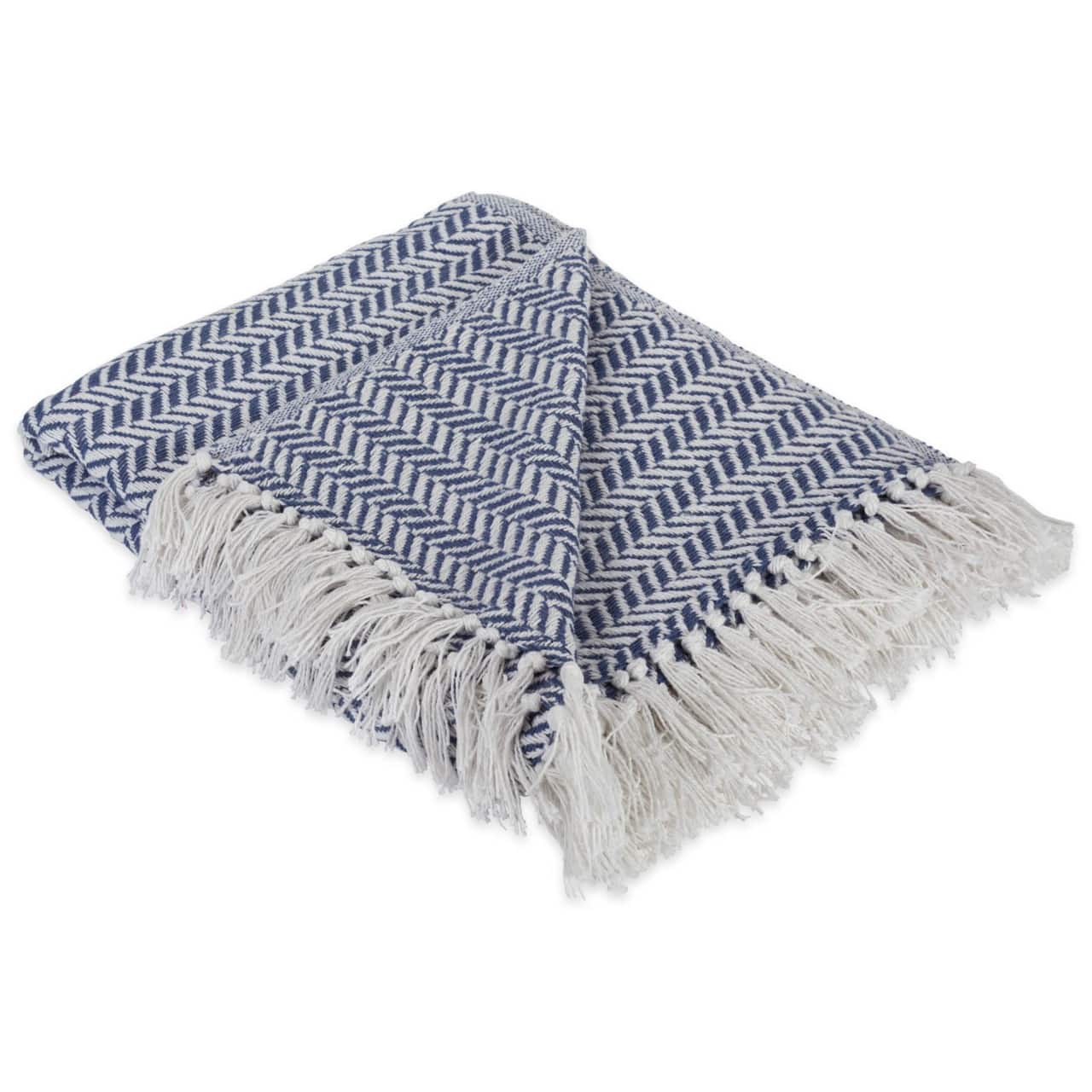 DII® French Blue Herringbone Chevron Throw